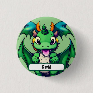 Sunny The Friendly Dragon With Custom Nametag Button