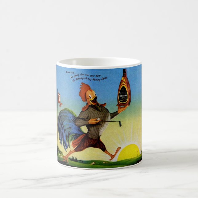 Sunny the Schenley Bourbon rooster on the golf cou Coffee Mug (Center)