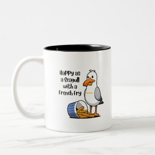 Sunny the Seagull with French Fries Two_Tone Coffee Mug