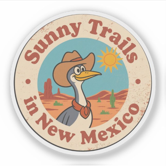 Sunny Trails_ New Mexico Desert Artwork Sticker (Front)