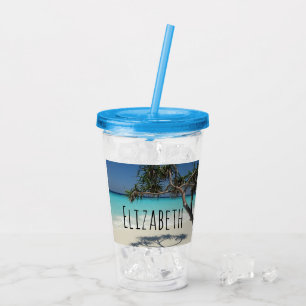 Sunny Tropical Beach Ocean Paradise Acrylic Tumbler