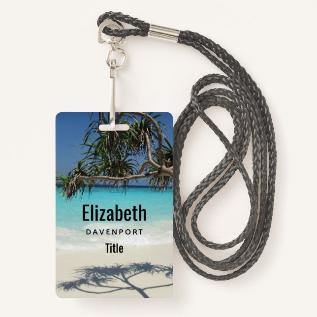 Sunny Tropical Beach Ocean Paradise Badge (Front with Lanyard)