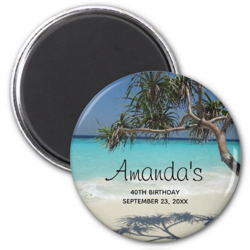 Sunny Tropical Beach Ocean Paradise Birthday Magnet