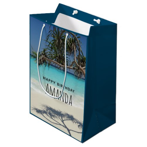 Sunny Tropical Beach Ocean Paradise Birthday Medium Gift Bag