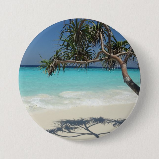 Sunny Tropical Beach Ocean Paradise Button (Front)
