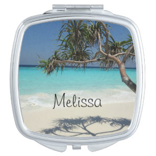 Sunny Tropical Beach Ocean Paradise Compact Mirror