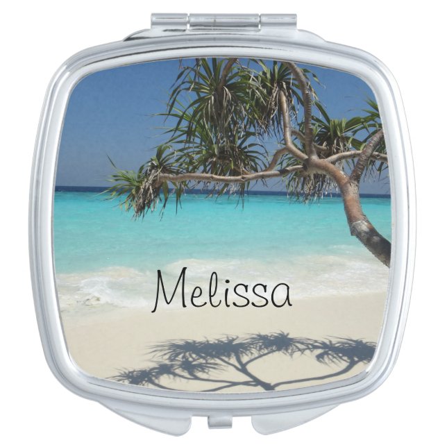 Sunny Tropical Beach Ocean Paradise Compact Mirror (Front)