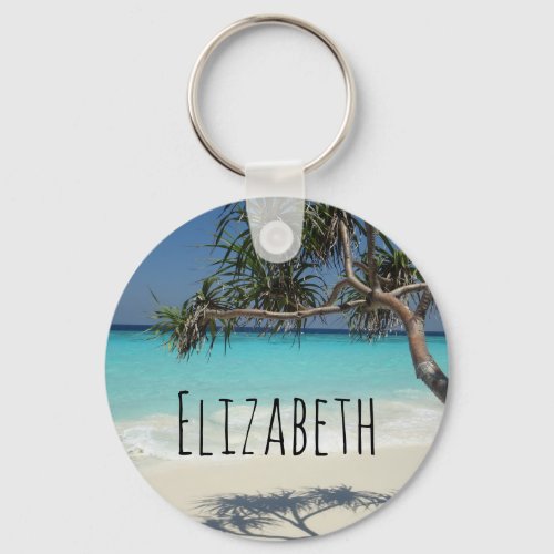 Sunny Tropical Beach Ocean Paradise Keychain