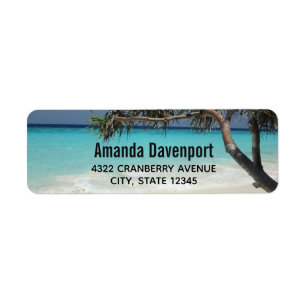 Sunny Tropical Beach Ocean Paradise Label