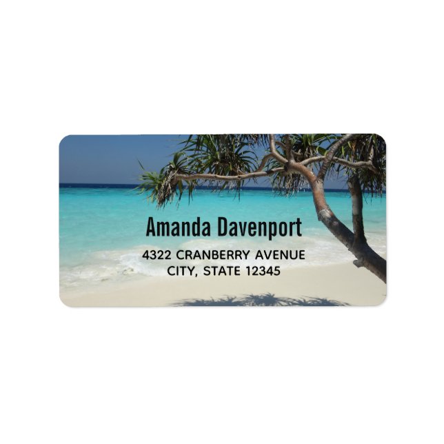 Sunny Tropical Beach Ocean Paradise Label (Front)