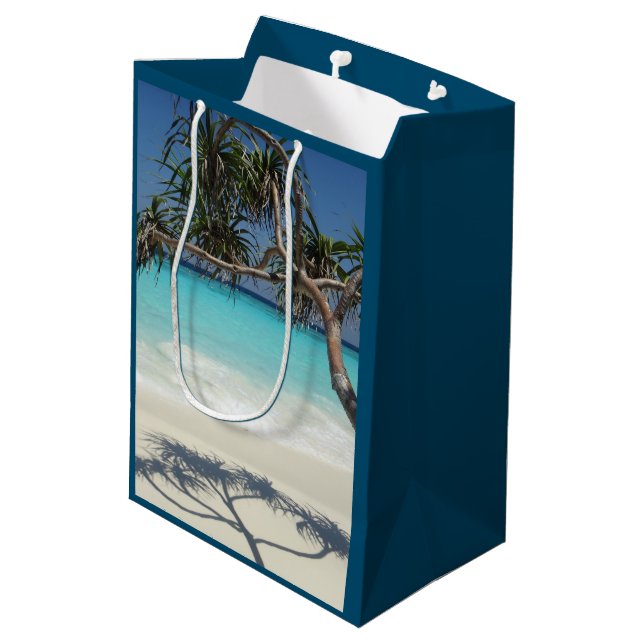Sunny Tropical Beach Ocean Paradise Medium Gift Bag (Back Angled)