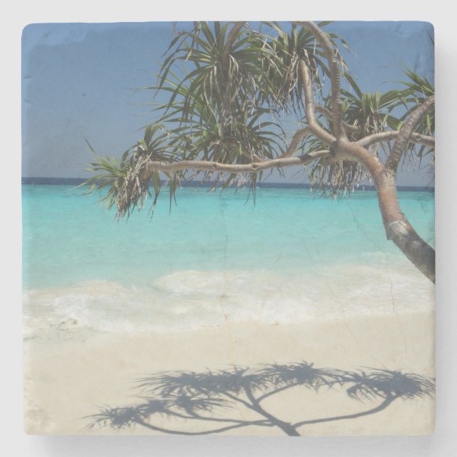 Sunny Tropical Beach Ocean Paradise Stone Coaster (Front)