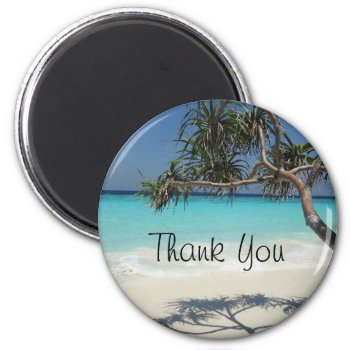 Sunny Tropical Beach Ocean Paradise Thank You Magnet by Mirribug at Zazzle