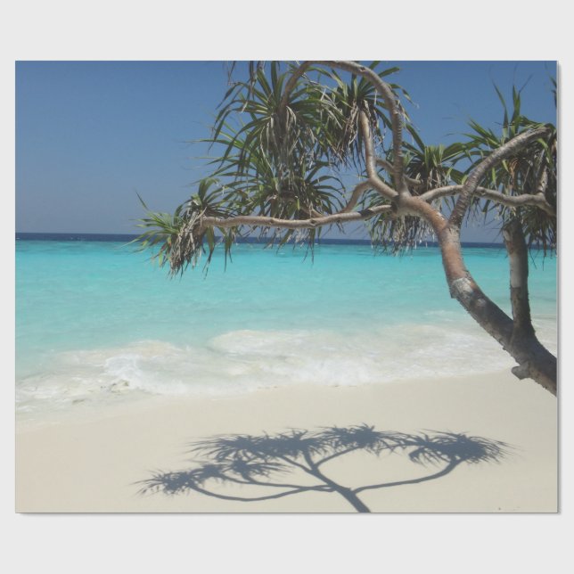 Sunny Tropical Beach Ocean Paradise Wrapping Paper (Flat)