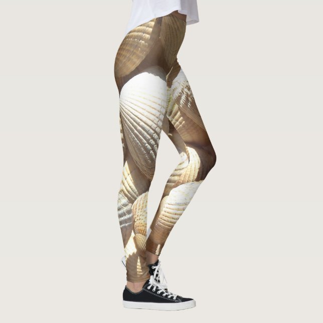 Sunny Tropical Exotic Shells Photography Summer Leggings (Right)