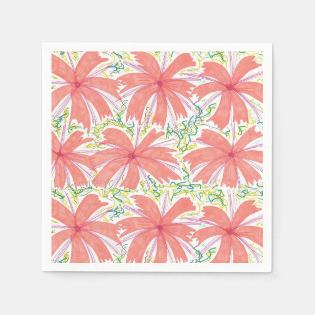 Sunny Tropical Flower Paper Napkins (Front)