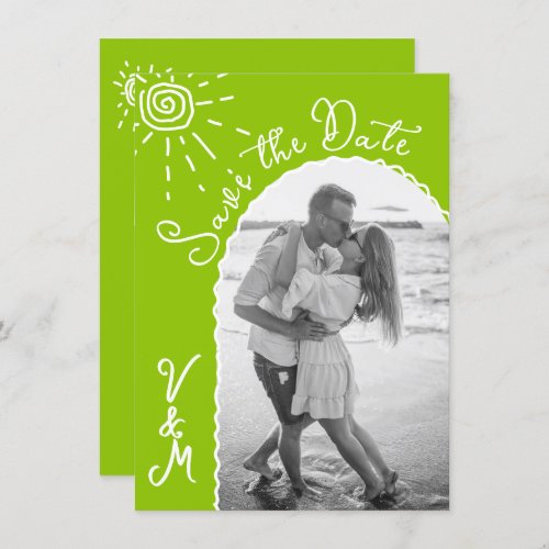 Sunny Tropical Hand drawn Save the date Photo Invitation