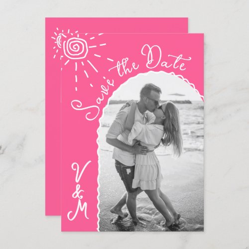 Sunny Tropical Hand drawn Save the date Photo Invitation