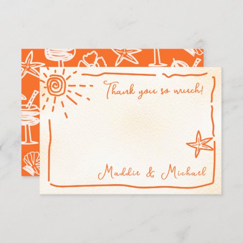 Sunny Tropical Hand drawn Thank you Note card