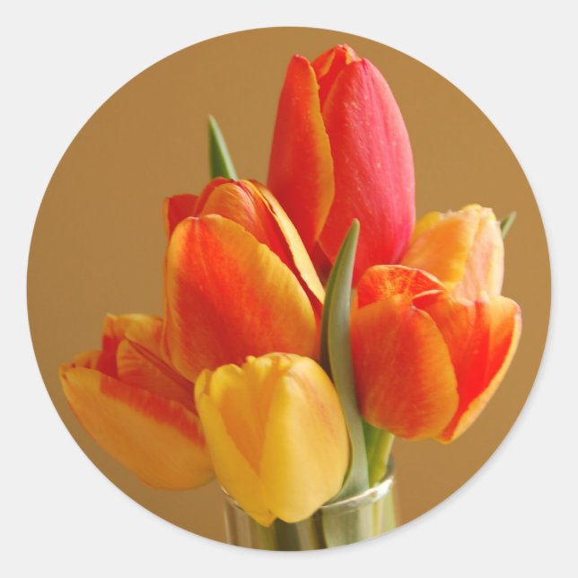 Sunny Tulips Classic Round Sticker (Front)