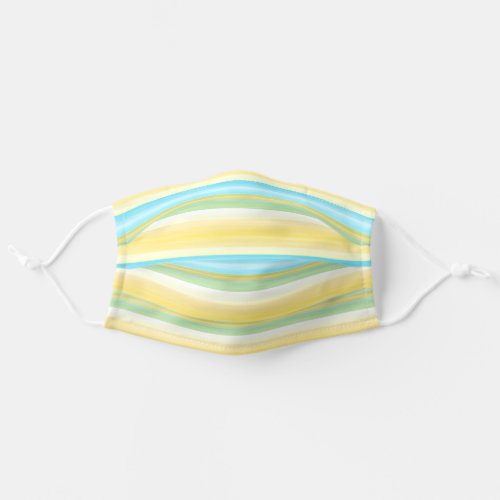 Sunny Turquoise Blue Yellow White Stripes Art Adult Cloth Face Mask