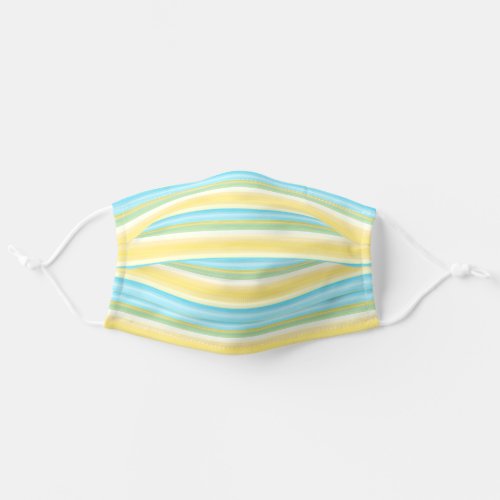 Sunny Turquoise Blue Yellow White Stripes Art Adult Cloth Face Mask