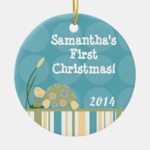 Sunny Turtle Pond Lake Personalized Name Ornament