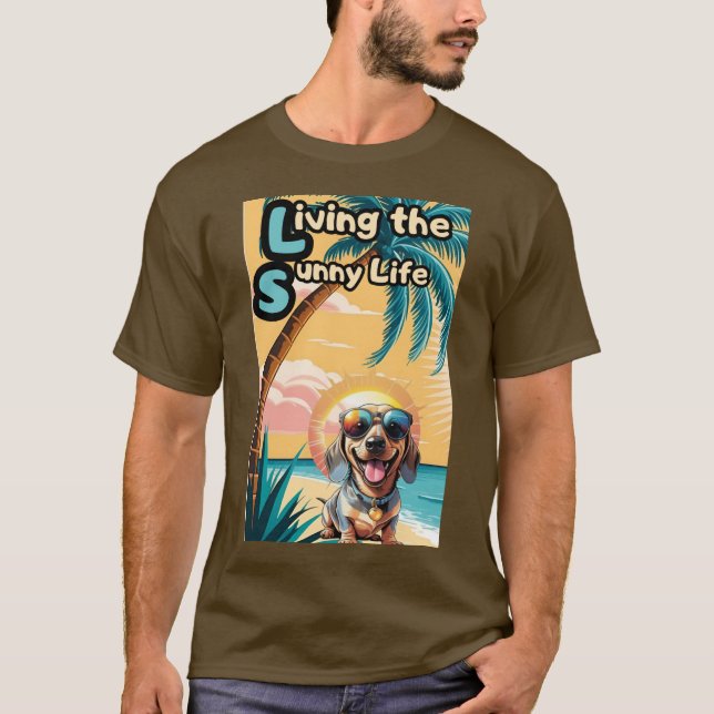 Sunny Vibes: Cool Dog in Sunglasses T-Shirt (Front)