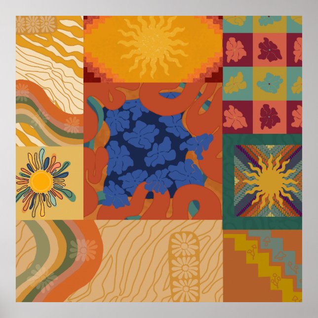 Sunny Vibes Patchwork Poster (Front)