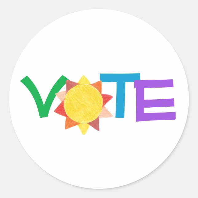 Sunny Vote GOTV Button Classic Round Sticker (Front)
