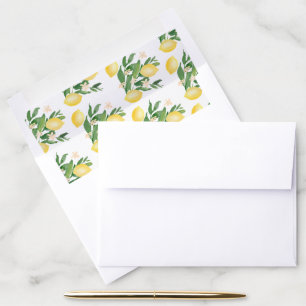 Sunny Watercolor Lemons Repeating Pattern Envelope Liner