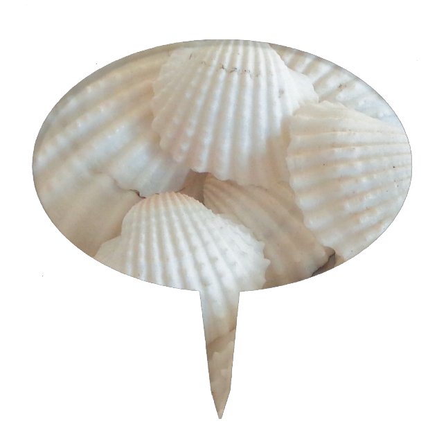 Sunny White Seashells, Summer Beach Exotic Cake Topper (Front)