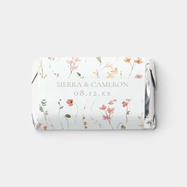 Sunny Wildflower Pattern Wedding ID1023 Hershey's Miniatures (Front)