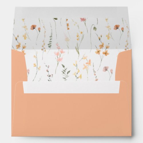 Sunny Wildflower Pattern Wedding Peach ID1023 Envelope
