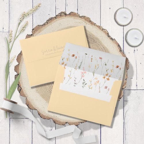 Sunny Wildflower Pattern Wedding Yellow ID1023 Envelope