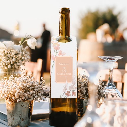 Sunny Wildflower Wedding Apricot ID1023 Bottle Hanger Tag