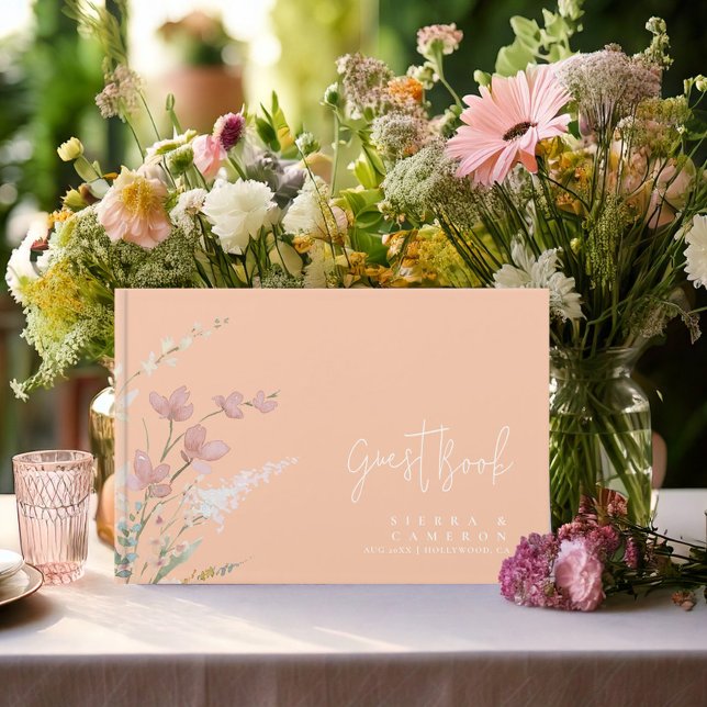 Sunny Wildflower Wedding Apricot ID1023 Guest Book (Creator Uploaded)