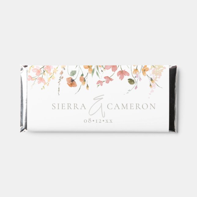 Sunny Wildflower Wedding Border ID1023 Hershey Bar Favors (Front)