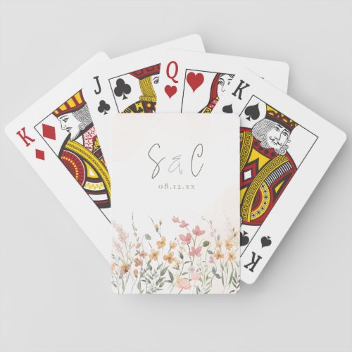 Sunny Wildflower Wedding Border ID1023 Playing Cards