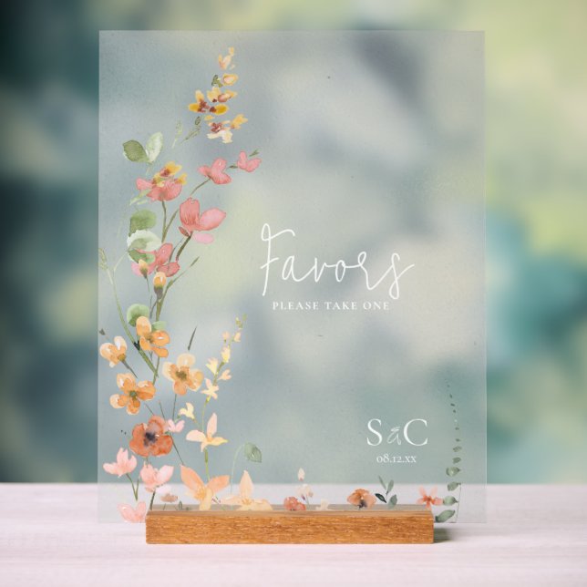 Sunny Wildflower Wedding Favors Gradient ID1023 Acrylic Sign (Neutral)