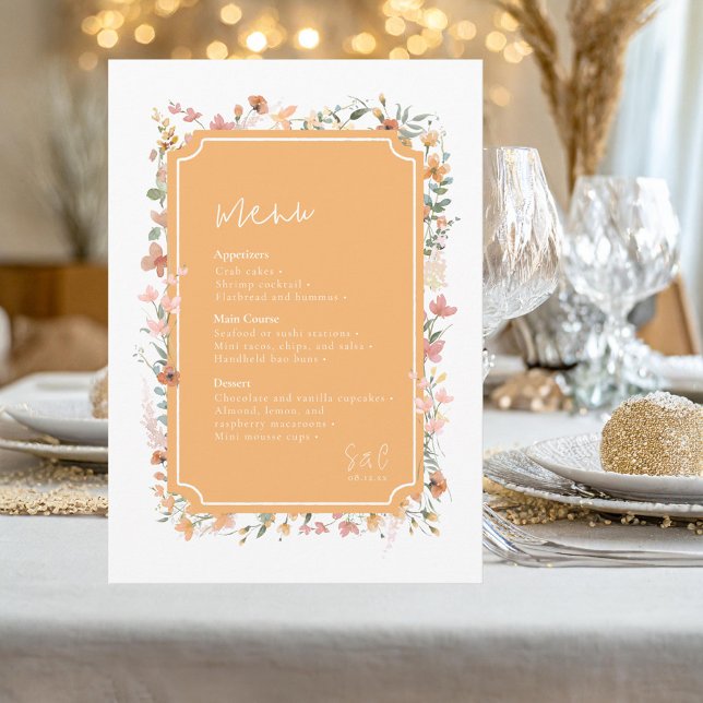 Sunny Wildflower Wedding Menu Peach ID1023 (Creator Uploaded)