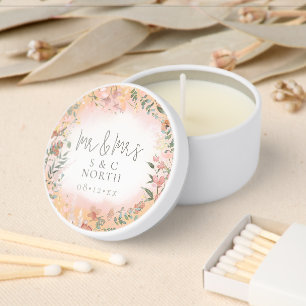 Sunny Wildflower Wedding Mr & Mrs Gradient ID1023 Mini Candle Favors