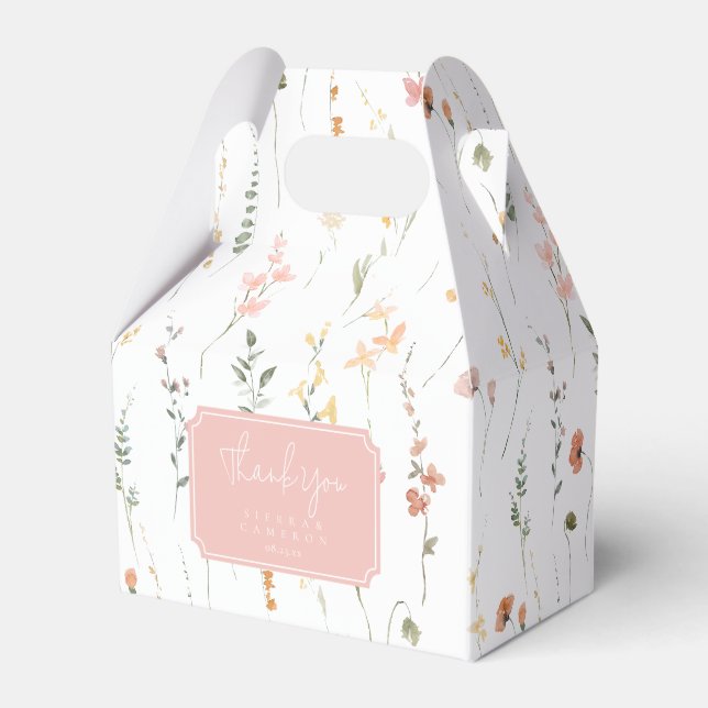 Sunny Wildflower Wedding Pink ID1023 Favor Boxes (Front Side)