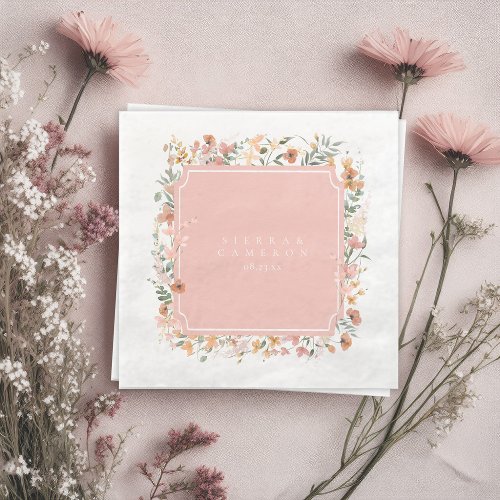Sunny Wildflower Wedding Pink ID1023 Paper Dinner Napkins