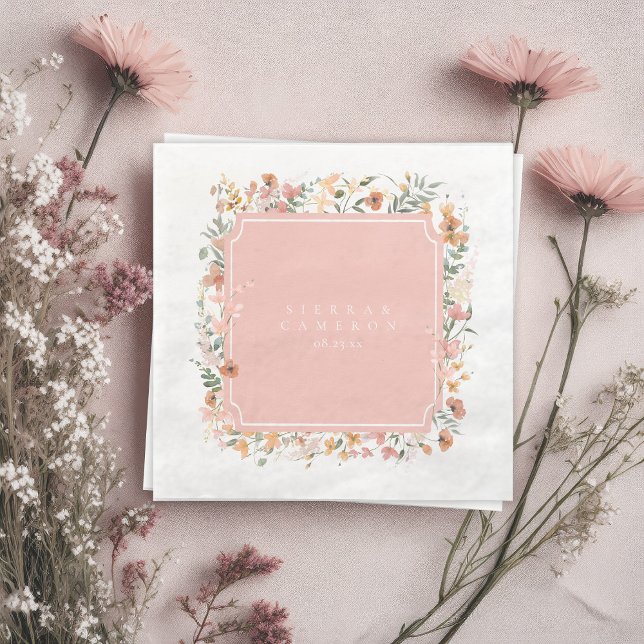 Sunny Wildflower Wedding Pink ID1023 Paper Dinner Napkins (Creator Uploaded)