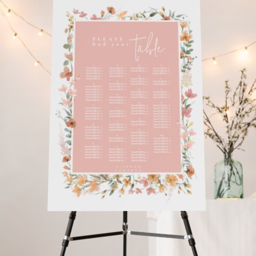 Sunny Wildflower Wedding Seating Pink ID1023 Foam Board