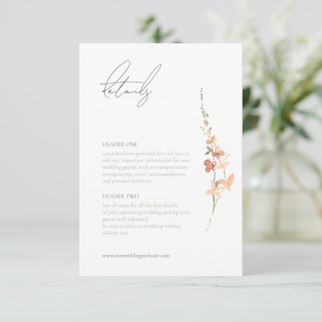 Sunny Wildflower Wedding Spray ID1023 Enclosure Card (Standing Front)