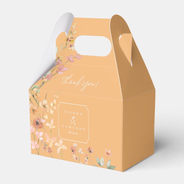 Sunny Wildflower Wedding Thank You Peach ID1023 Favor Boxes (Front Side)