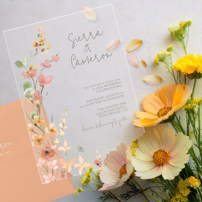 Sunny Wildflower Wedding Transparent ID1023 Acrylic Invitations (Creator Uploaded)