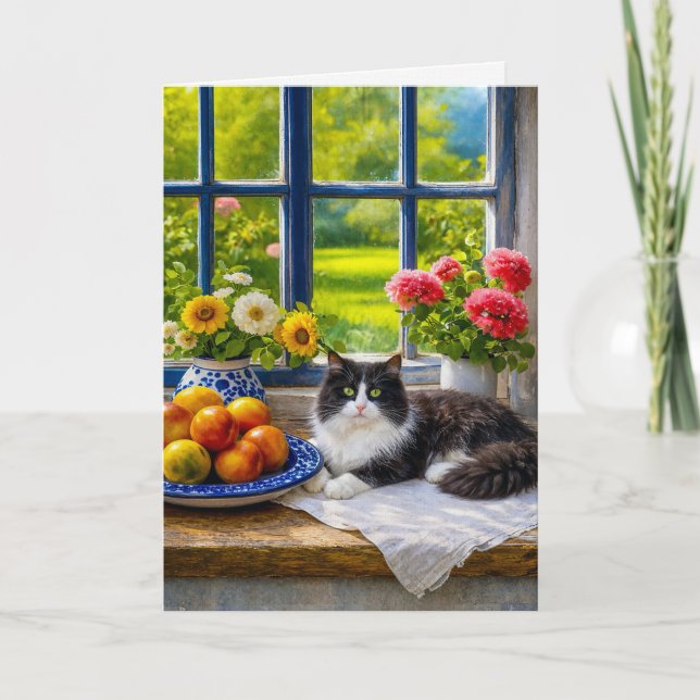 Sunny Window ,cat  Card (Front)